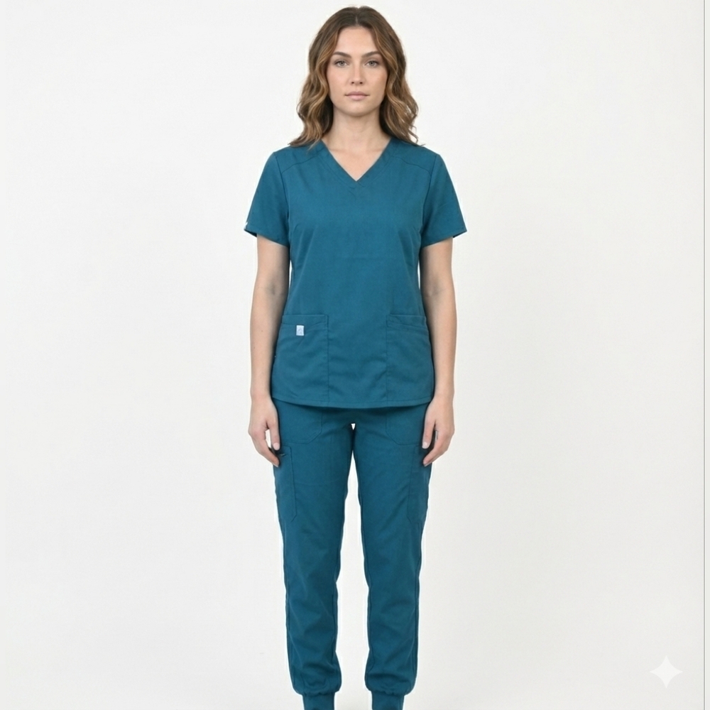 CareScrubs Women's 2pc Blue Scrub Set Size Small/Medium (S/M) EUC